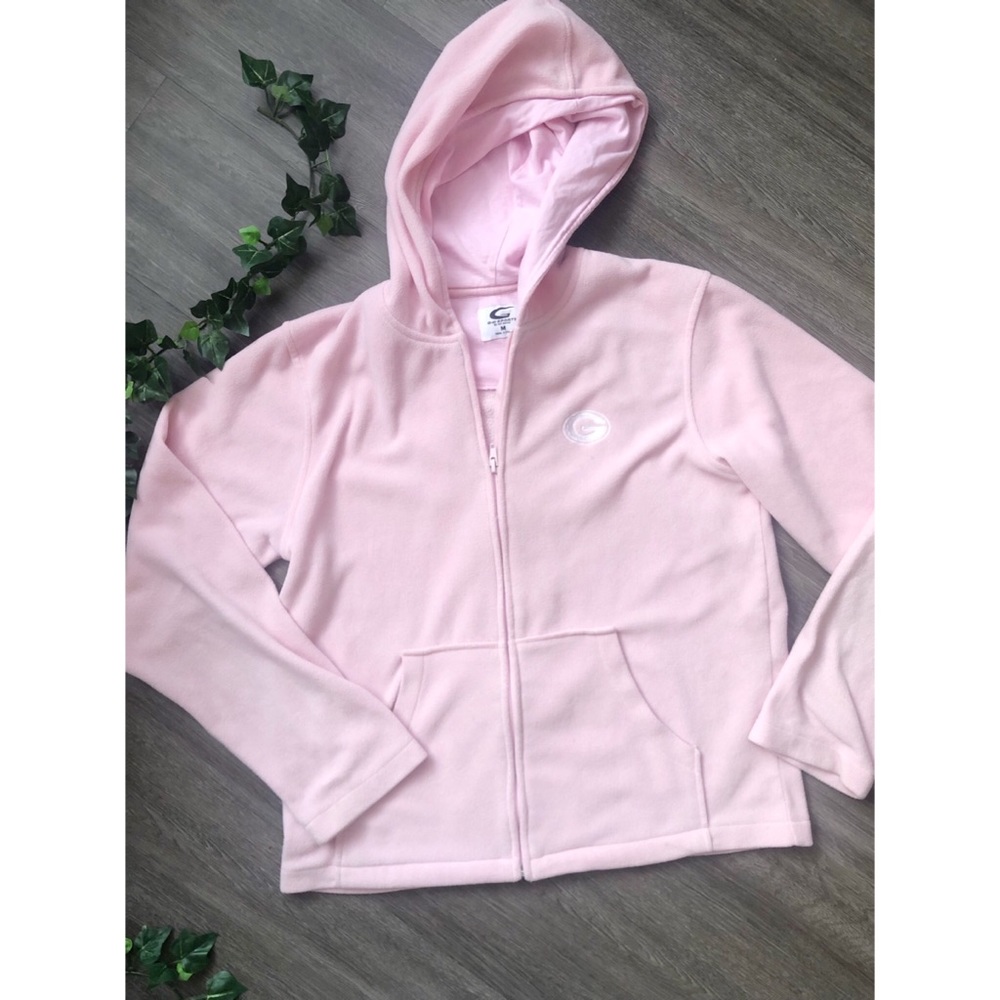 Pink Green Bay Packers fleece full zip sweater